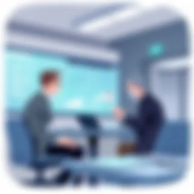 Business professionals discussing payroll solutions