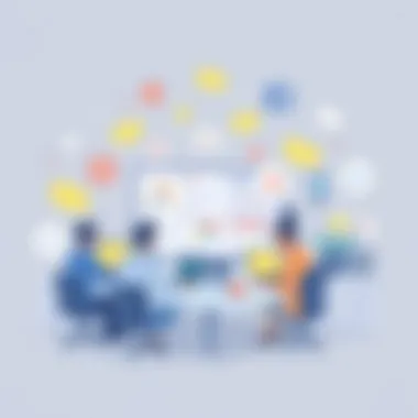 Illustration of diverse businesses utilizing social media integration tools