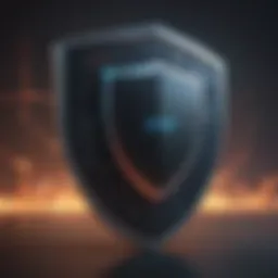 A digital shield representing firewall protection