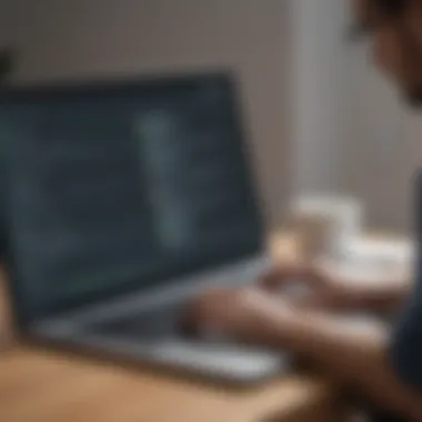 Utilizing Leave Management Software An employee using a leave management software on a laptop