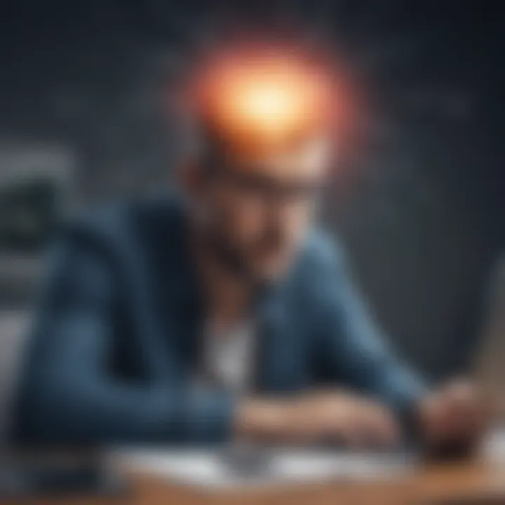Illustration of an entrepreneur brainstorming content ideas