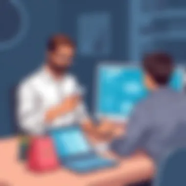 Entrepreneurs evaluating financial management solutions