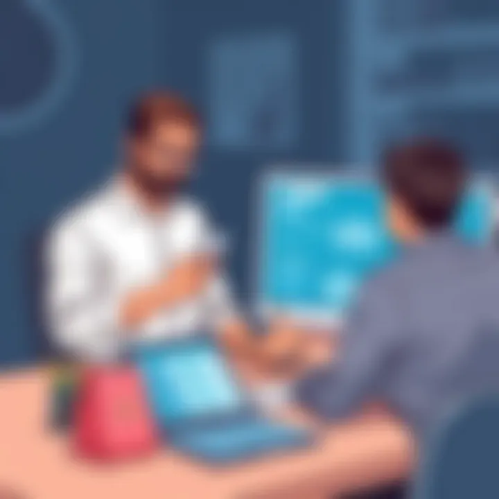 Entrepreneurs evaluating financial management solutions