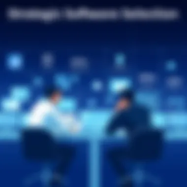 Strategic Software Selection Discussion Business professionals discussing software selection criteria