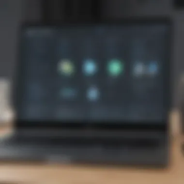 Remote collaboration software interface on a laptop screen