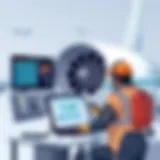 Aircraft maintenance team coordinating with ERP software