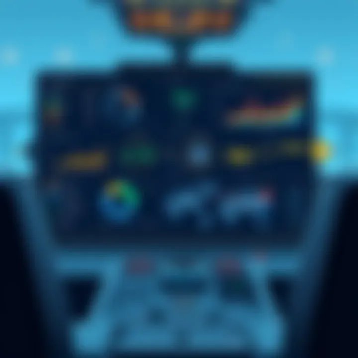 Aviation business dashboard showing operational metrics