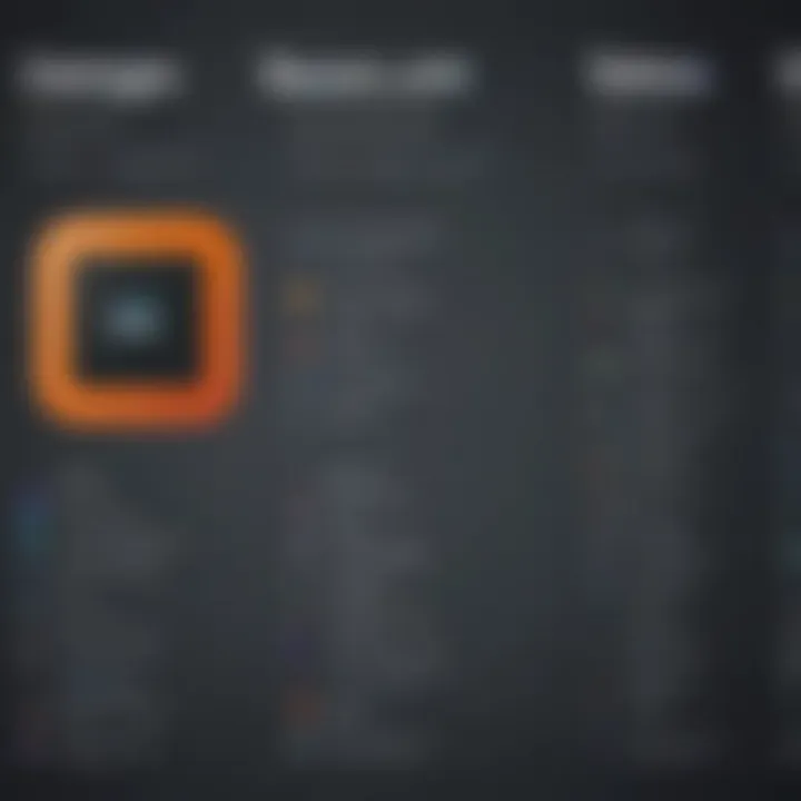 Comparison chart of design software features
