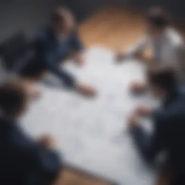 Business professionals collaborating using diagramming software