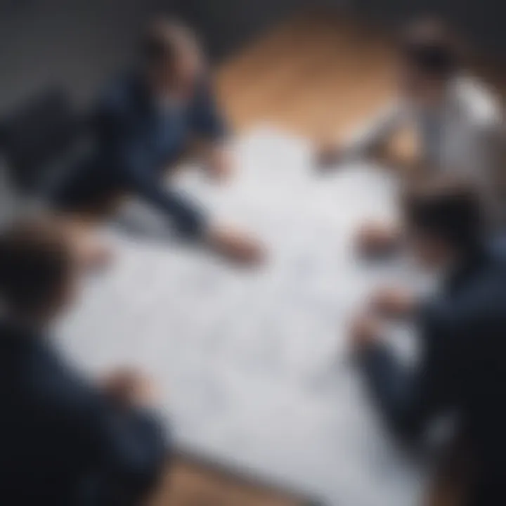 Business professionals collaborating using diagramming software