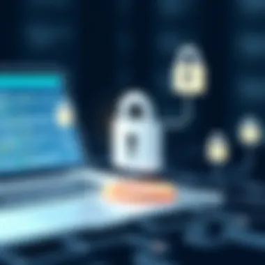 Secure Data Transfer with Encryption Secure data transfer visual with encryption symbols