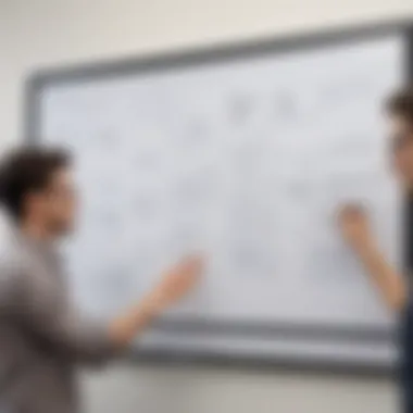 A visual representation of team members brainstorming ideas using a whiteboard app