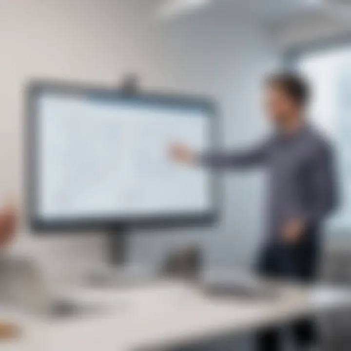 A vibrant brainstorming session using Microsoft Whiteboard features in a business environment