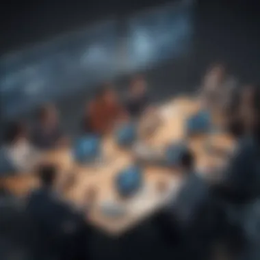 A business meeting discussing the adoption of retail software solutions.