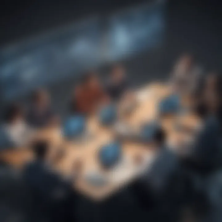 A business meeting discussing the adoption of retail software solutions.