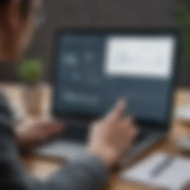 Engagement with Financial Modeling Software User engaging with financial modeling software on a laptop