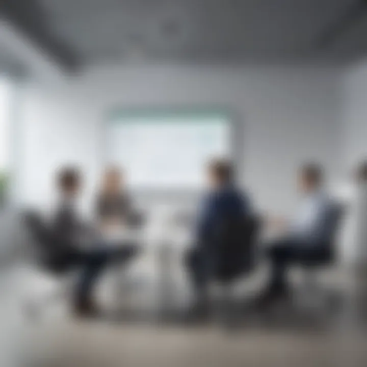 A team discussing leave policies around a conference table